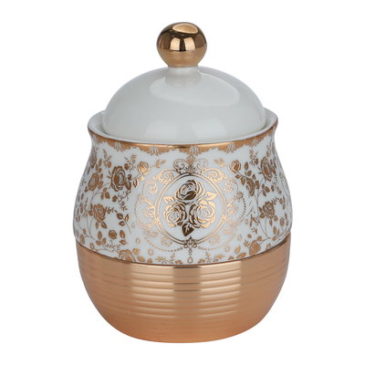 طقم ترامس زجاج وفناجين قهوة وبيالات شاي بورسلان السيف غاليري، 52 قطعة - أبيض ذهبي product image 4