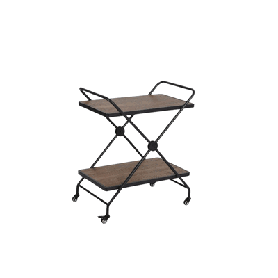 Wooden And Plastic Food Serving Trolley, 84×40×70 cm, 2 Shelves, 360 Swivel Casters - Brown product image 2