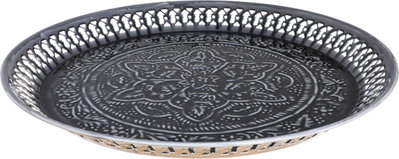 Al Saif Gallery Steel Tray, 40.5 x 40.5 x 4.5 cm, Round - Dark Gray product image 2