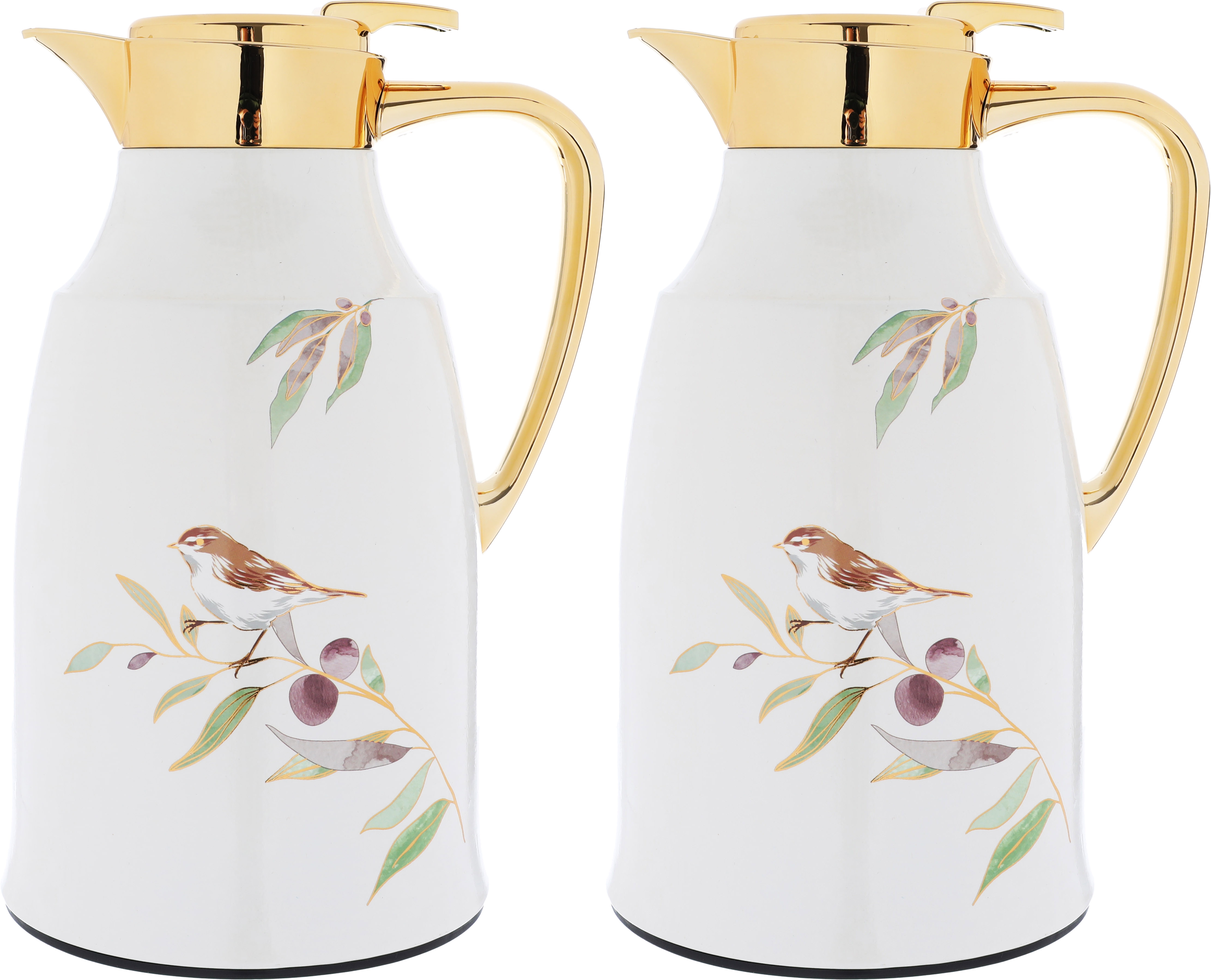 Al Saif Gallery Taghreed thermos set, 0.75/1 liter, two pieces, thermal glass inner shell, stainless steel outer shell - pearl product image 1