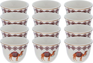 Al Saif Gallery Tarhal Porcelain Arabic Coffee Cups Set, 65 Ml, 12 Pieces - White product image