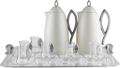 طقم ترامس العلا السيف غاليري، 21 قطعة، مع طوفرية، اكواب شاي و قهوة - لؤلؤي فضي product image 2