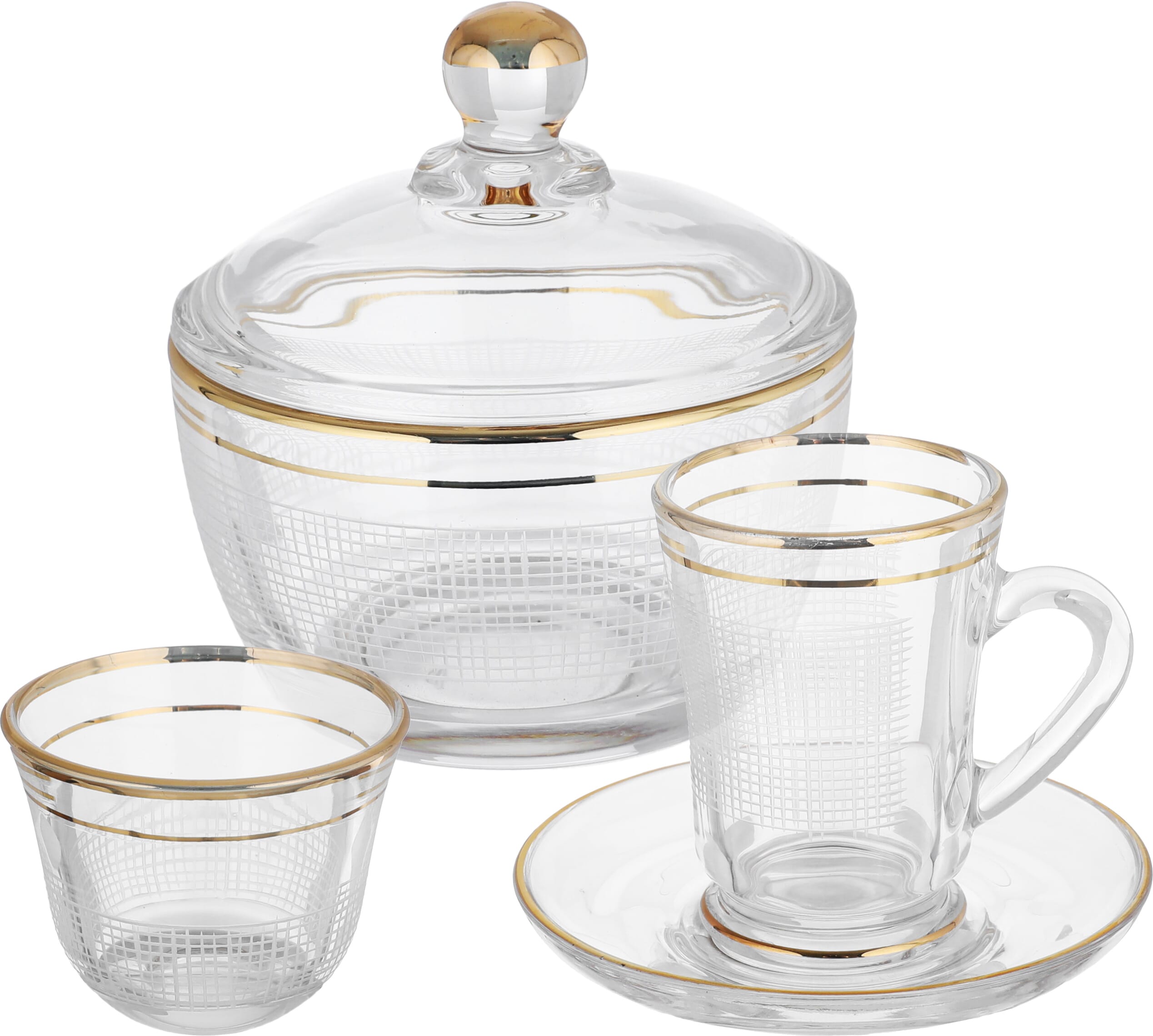 طقم تقديم قهوة وشاي زجاج السيف غاليري، 26 قطعة - شفاف product image