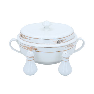 طقم سفرة بورسلان السيف غاليري، 77 قطعة، نقش سنبلة ذهبي - أبيض product image 3