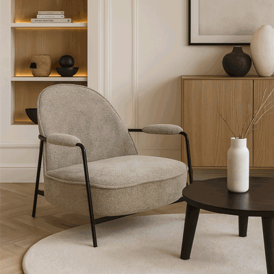 Modern Metal Chair, 85×60×60 Cm, Boucle Fabric And Foam - Cafe product image 2
