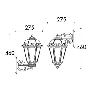Outdoor wall light, made of durable resin plastic, E27 bulb base, 46 x 27 cm - Black product image 2