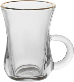 طقم بيالات شاي زجاج ماكس السيف غاليري، خط ذهبي، 6 قطعة - شفاف product image 2