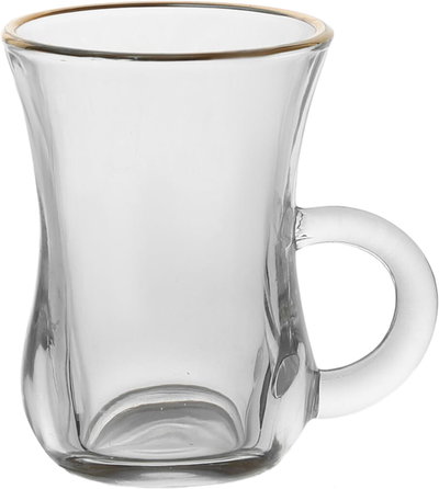 MaxAl Saif Gallery glass tea set, gold line, 6 pieces - clear product image 2