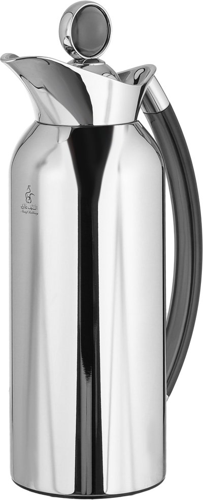Al Saif Gallery Al Thuraya Thermos Set, 2 Pieces, 1/1 Liter, glass interior, black handle, push-button lid - silver product image 9