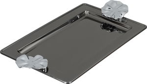 Al Saif Gallery stainless steel serving tray, 30x18.5x2 cm, rectangular, silver-black handle product image 2