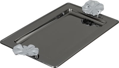 Al Saif Gallery stainless steel serving tray, 30x18.5x2 cm, rectangular, silver-black handle product image 2