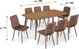 طاولة طعام خشب MDF مع 8 كراسي، 100×180×75 سم - بني غامق product image 2