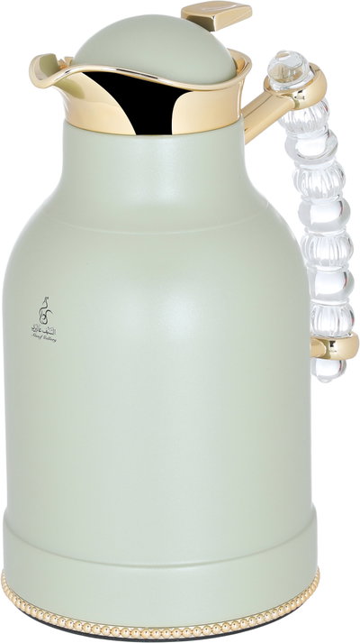 Al Saif Gallery Farida thermos set, 1/0.7 liter, two pieces, thermal glass inner container, steel outer shell - light green product image 6