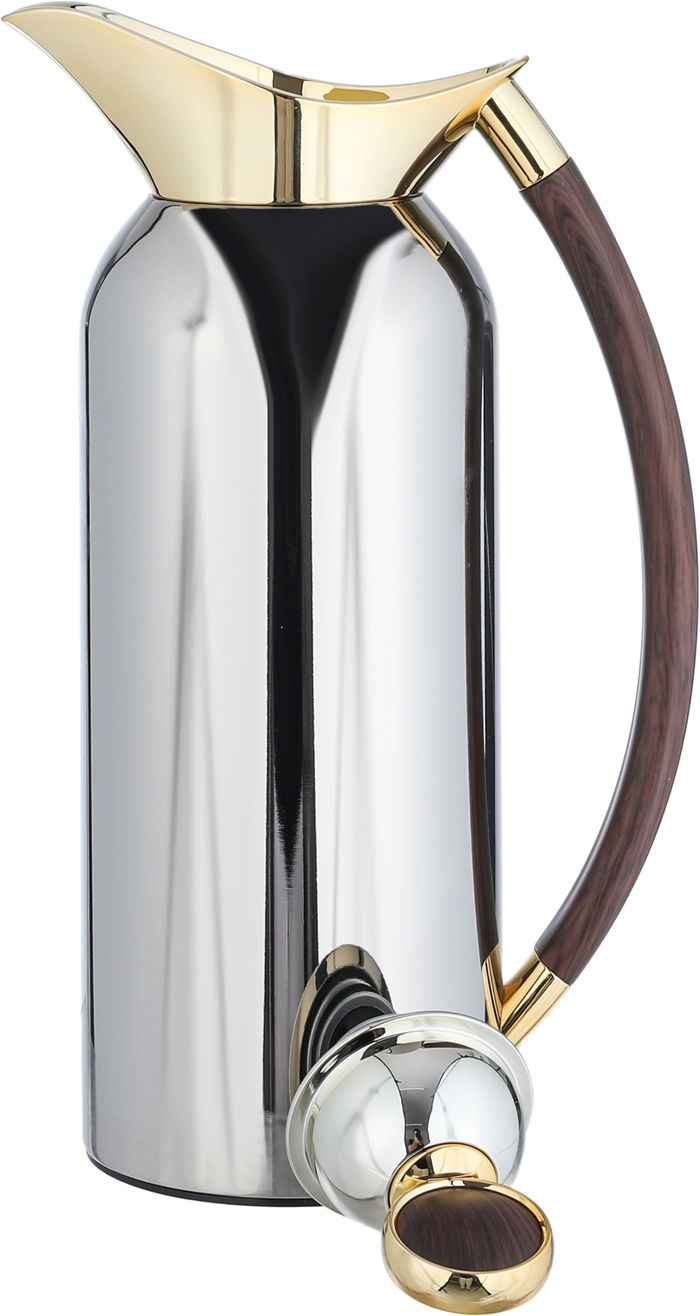 Al Saif Gallery Thuraya Thermos Set, 1/1 Liter, Glass Inner Material, Black Handle, Press Lid - Silver product image 2