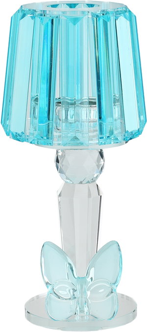 مبخرة زجاج السيف غاليري، قاعدة مزينة فراشة ازرق، 11x9x25 سم - شفاف product image