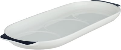 طقم زبادي بورسلان السيف غاليري، 33x13x2.5 سم، طوفرية بيضاوي،4 قطع - أبيض أزرق product image 3