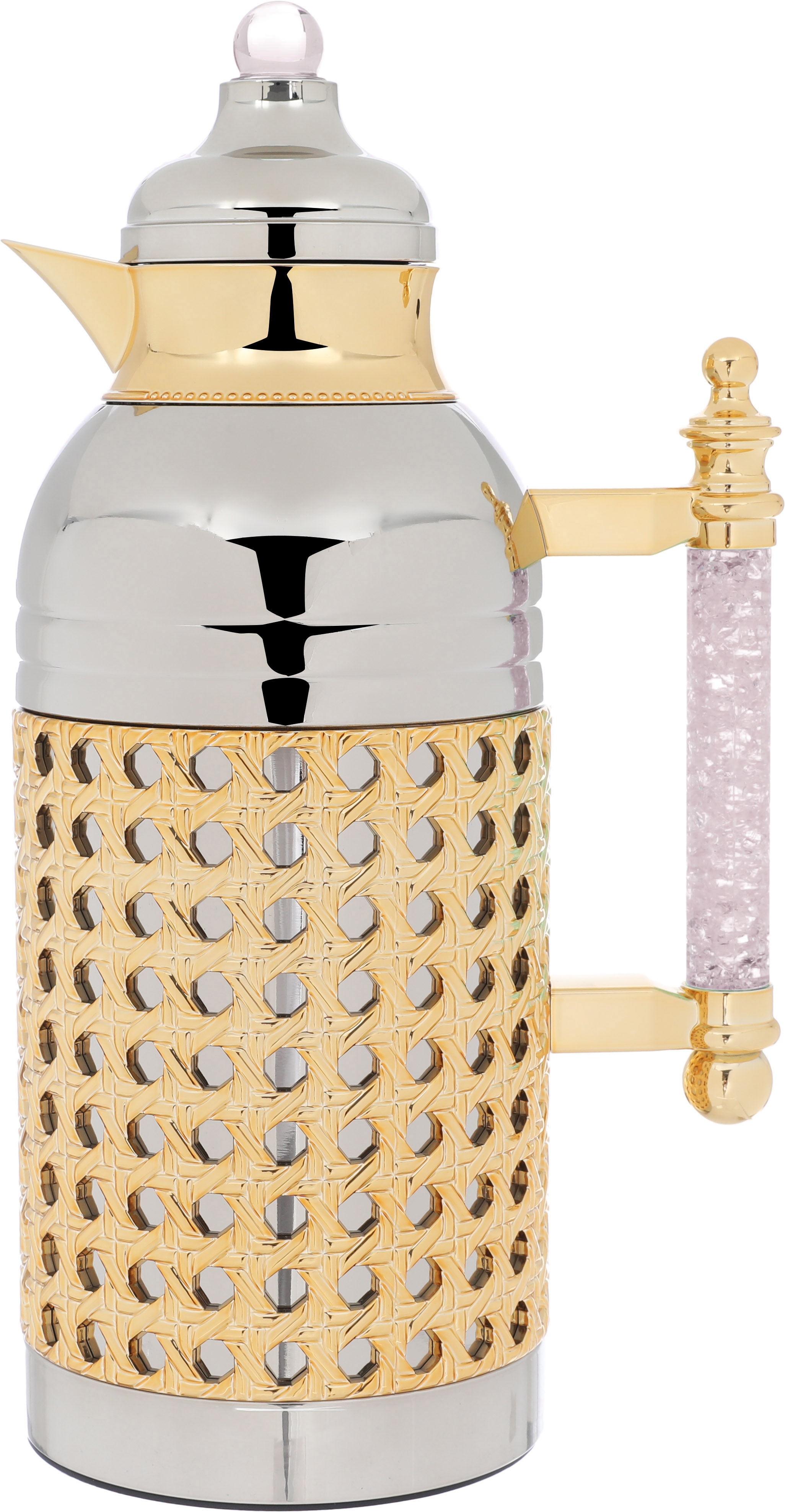 Al Saif Gallery Sarah thermos set, 1 liter, crystal handle, thermal glass inner case, steel outer case - silver product image 6