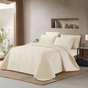طقم لحاف بيزلي مايكروفايبر، 260x235 سم، نفرين، 6 قطع - كريمي product image