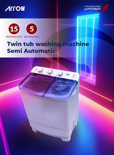 Arrow RO-12TTB Semi-Automatic Washing Machine, 12 kg, 7 kg Spin, 1600 RPM - White product image 4