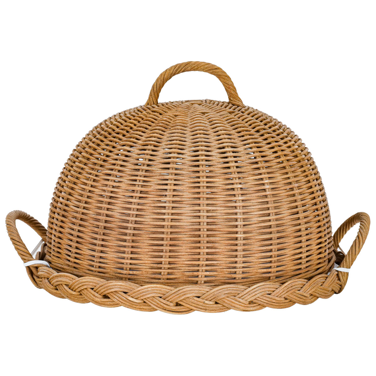 سلة تقديم خوص دائرية بغطاء السيف غاليري، 34×34×24 سم - بيج product image