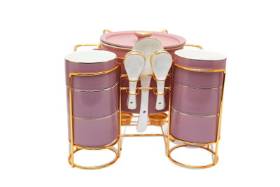 Al Saif Gallery Porcelain Soup Serving Set, 15 Pieces - Rose Gold product image 1