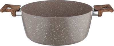 قدر طهي جرانيت روكي، 20 سم، عميق، مسكتي يد خشبي، غطاء زجاج - بني product image 4