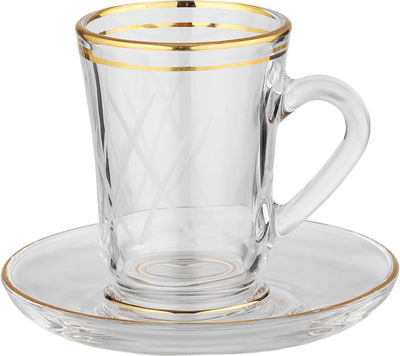 طقم تقديم شاي وقهوة زجاج السيف غاليري، خطوط ذهبية، 26 قطعة - شفاف product image 5