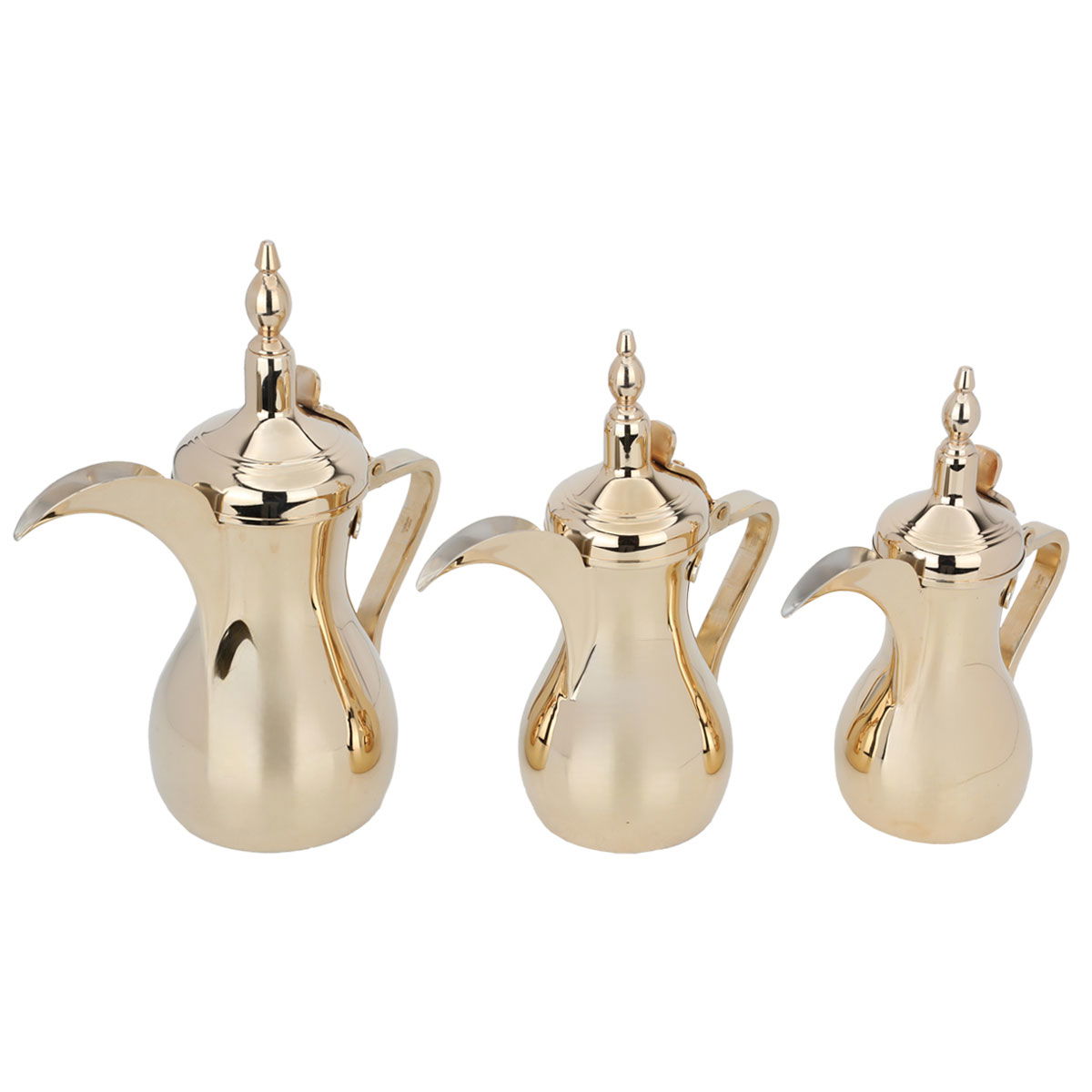 Al Saif Gallery Steel Dallah Set, 3 Pieces - Gold product image 1