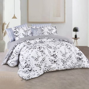 طقم لحاف ساليرنو مايكروفايبر، 240x260 سم، نفرين، 9 قطع - ابيض رمادي product image