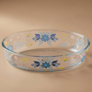 صينية فرن زجاج السيف غاليري، 1.6 لتر، نقش زهور، 26x18x6 سم - شفاف product image