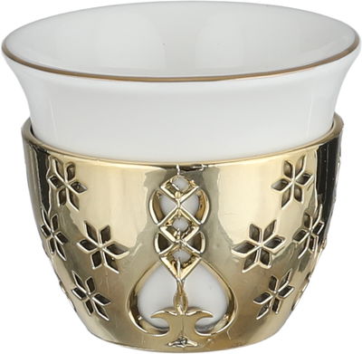 طقم فناجين قهوة نوارة بورسلان سيف بلص، 12 قطع - ابيض ذهبي product image 2