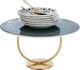 Al Saif Gallery porcelain cake serving set, green with gold-white pattern product image 1