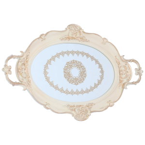 TofariaAl Saif Gallery glass, 52 cm, engraved with gold, oval - beige product image