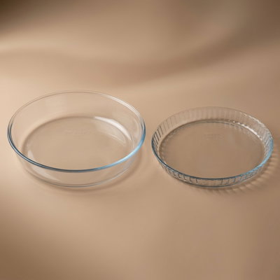 طقم صواني فرن زجاج بايركس، قطعتين - شفاف product image 1