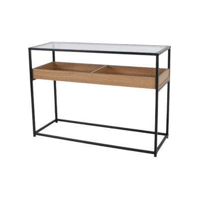 Metal glass reception entrance, wooden shelf, 120×79×39 cm - Wooden product image 3