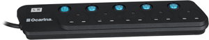 توصيلة كهرباء اوكارينا، 5 متر، 5 مخارج، OCREX5W55M5K - اسود product image 2