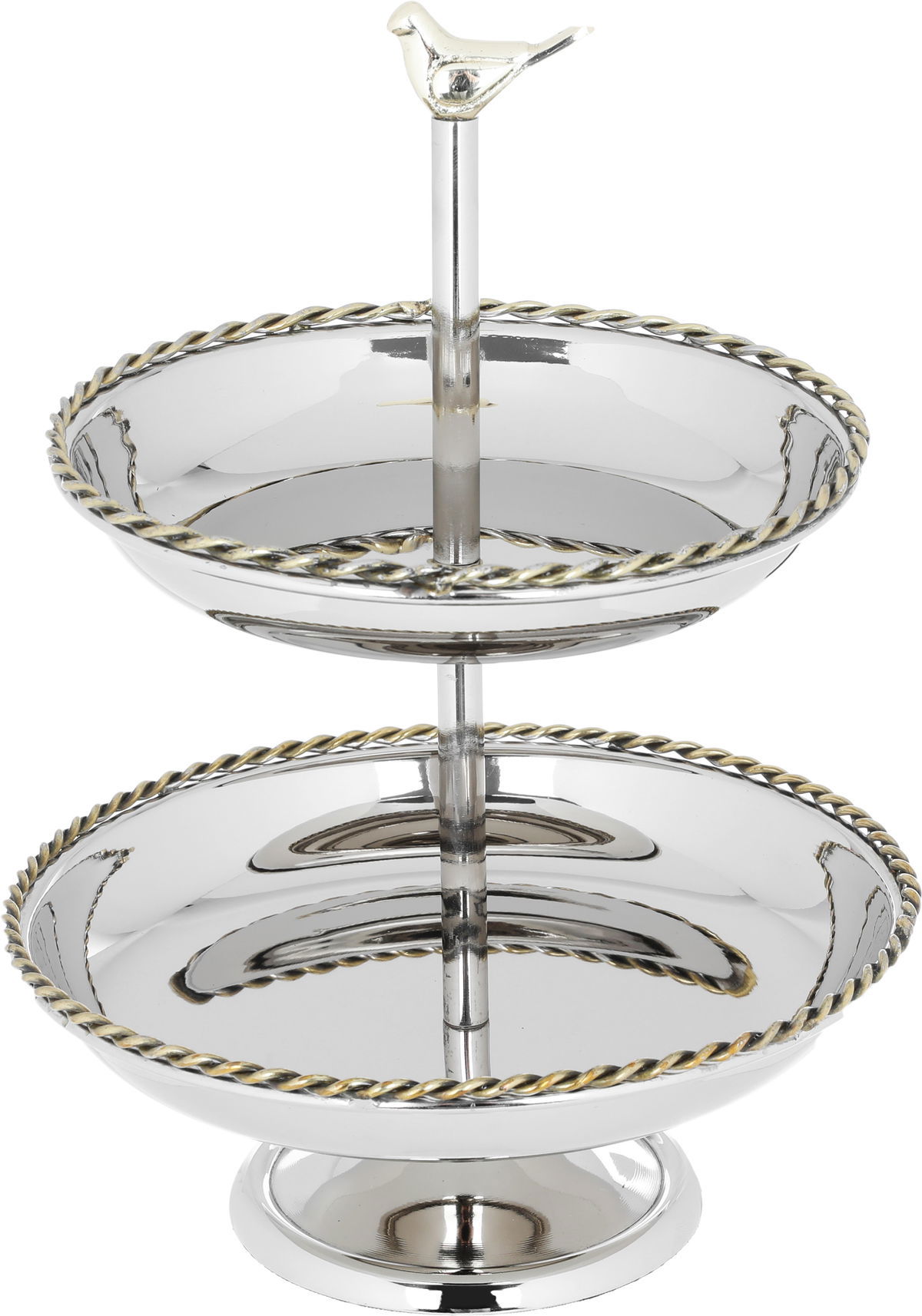 Steel Al Saif Gallery serving stand, circular, two floors - silver product image