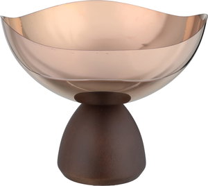 Al Saif Gallery Stainless Steel Serving Stand, 20x20x17 cm, Wooden Base, Round - Brass product image 2