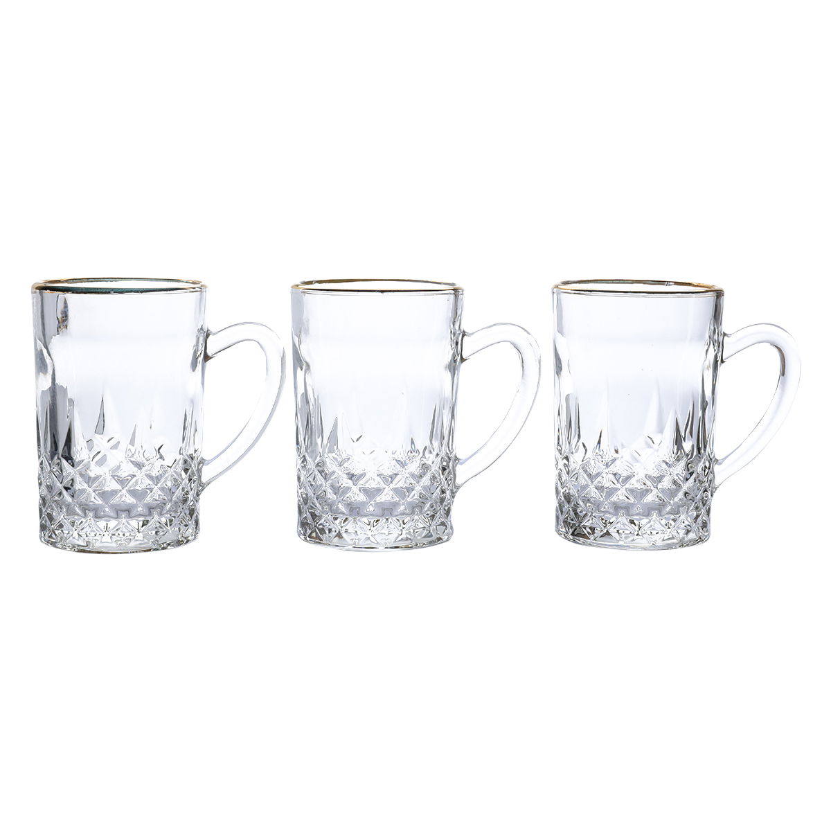 طقم بيالات شاي زجاج ماكس السيف غاليري، بخط ذهبي، 6 قطعة - شفاف product image 4