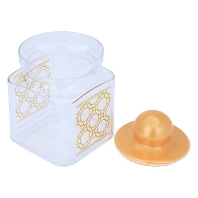 طقم علب بهارات بلاستيك السيف غاليري، مربع، منقوش ذهبي، 3 قطع - شفاف product image 3
