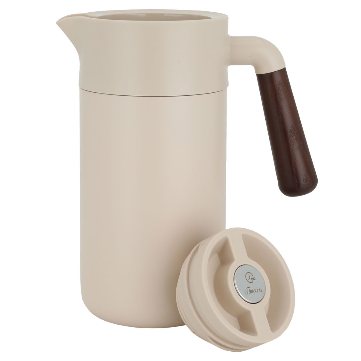 Timeless Tara Thermos, 1.2 liters, wooden handle, steel inner case, steel outer case - light brown product image 2