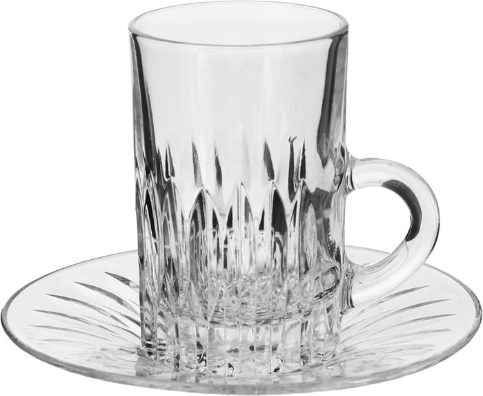 طقم تقديم بيالات فناجين مع الصحن كريستال السيف غاليري، 18 قطعة - شفاف product image 3