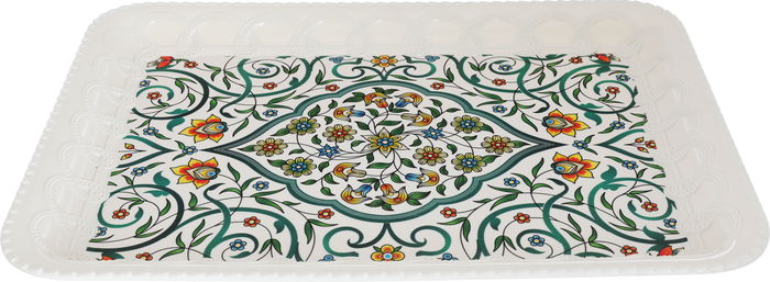 طوفرية ميلامين السيف غاليري، 49×37×3 سم، مستطيل، نقش أخضر - أبيض product image 1