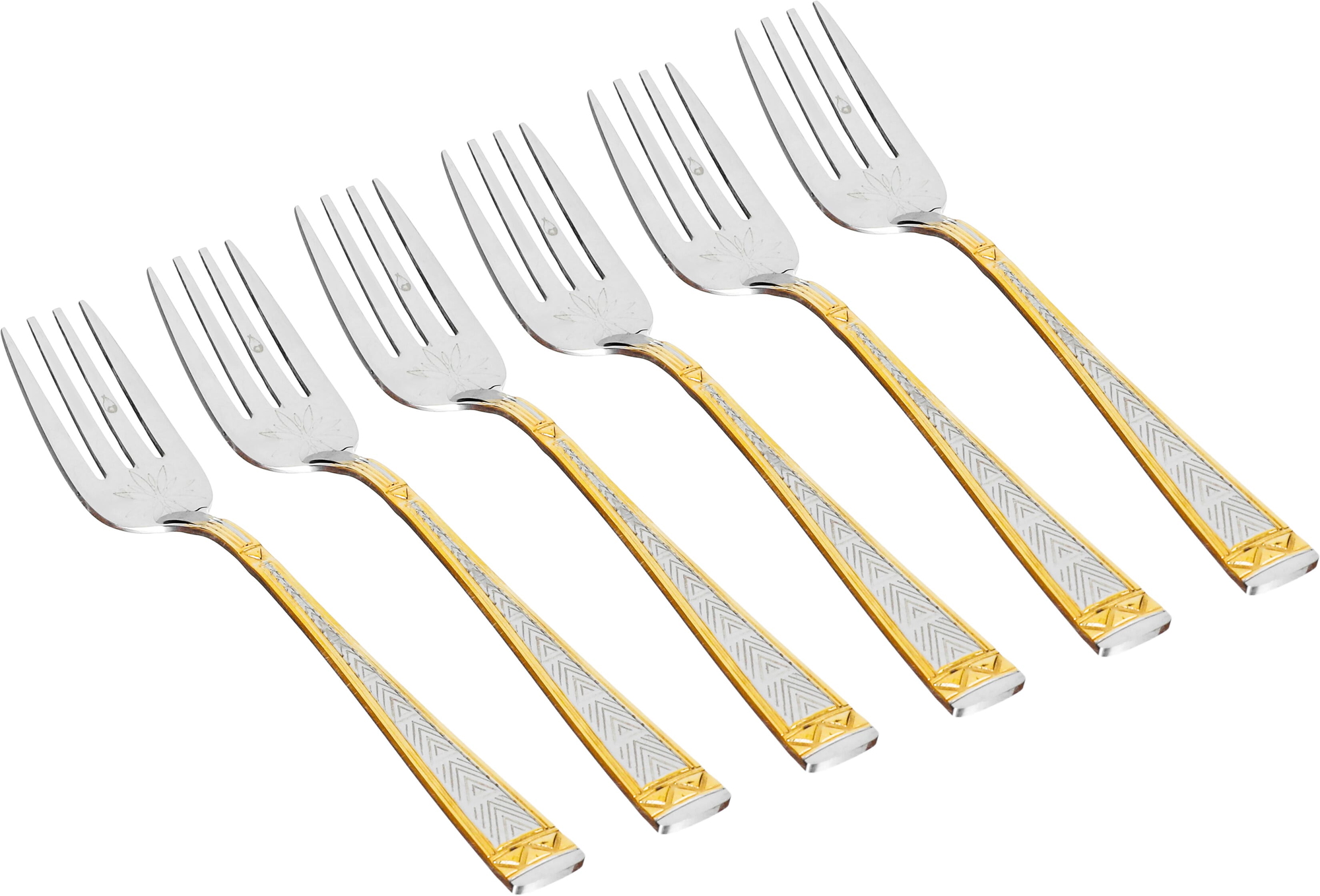 Al Saif Gallery steel sweet fork set, 6 pieces, triangle pattern - silver product image