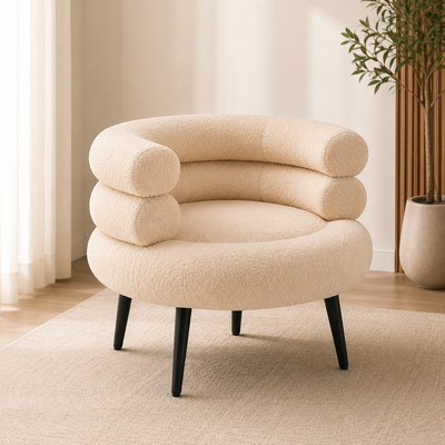 كرسي مودرن خشب MDF، 73×65×48 سم، قماش بوكلية - بيج product image 4