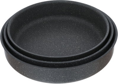 طقم صواني فرن جرانيت هاشفير، 3 قطع، دائري - رمادي غامق product image 2