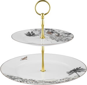 ستاند كيك بورسلان السيف غاليري، 2 دور، 27×2 سم - ابيض ذهبي product image