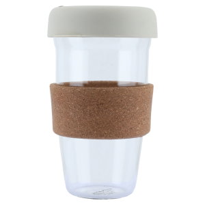 Al Saif Gallery Glass Mug with Beige Lid, 454 ml, with Strap - Clear product image