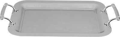 Al Saif Gallery Stainless Steel Serving Tray Set, 3 Pieces, Silver Handle - Silver product image 3