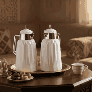 طقم ترامس لمياء مع طوفرية السيف غاليري، 1/1 لتر، حافظة داخلية زجاج - ابيض product image 2